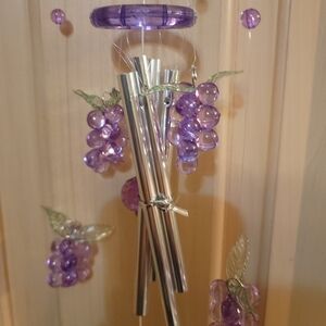 NWT Wind Chimes Grapes Wine Lovers Purple Green Silver